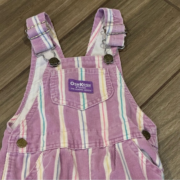 Oshkosh B'Gosh Vintage 90s Overalls 3T Stripe  Vestbak RARE Overalls Made in USA - Picture 2 of 6